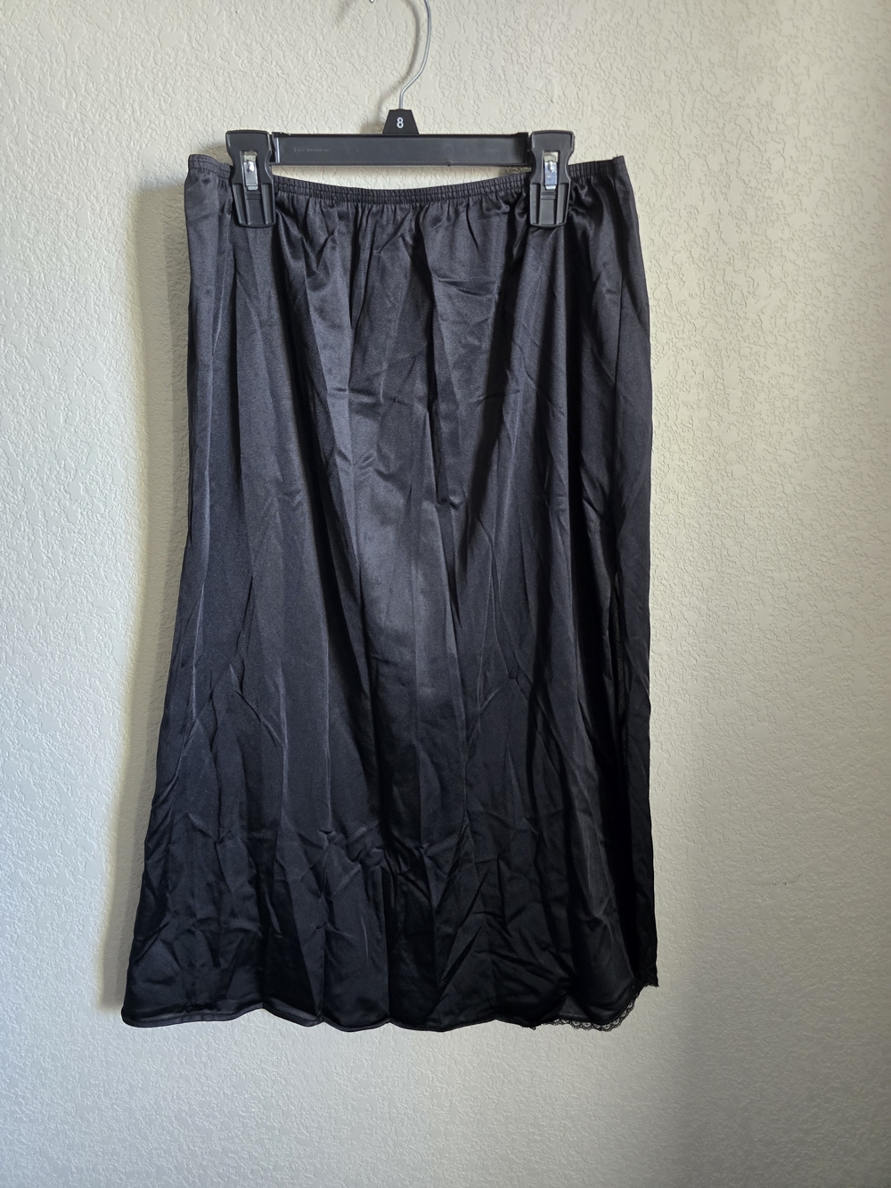Vassarette Vintage Black Nylon Lace Trim Half Slip Skirt 32" Length - Size Large